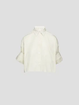 Next Ex Cotton Cropped Shirt in Silver Green