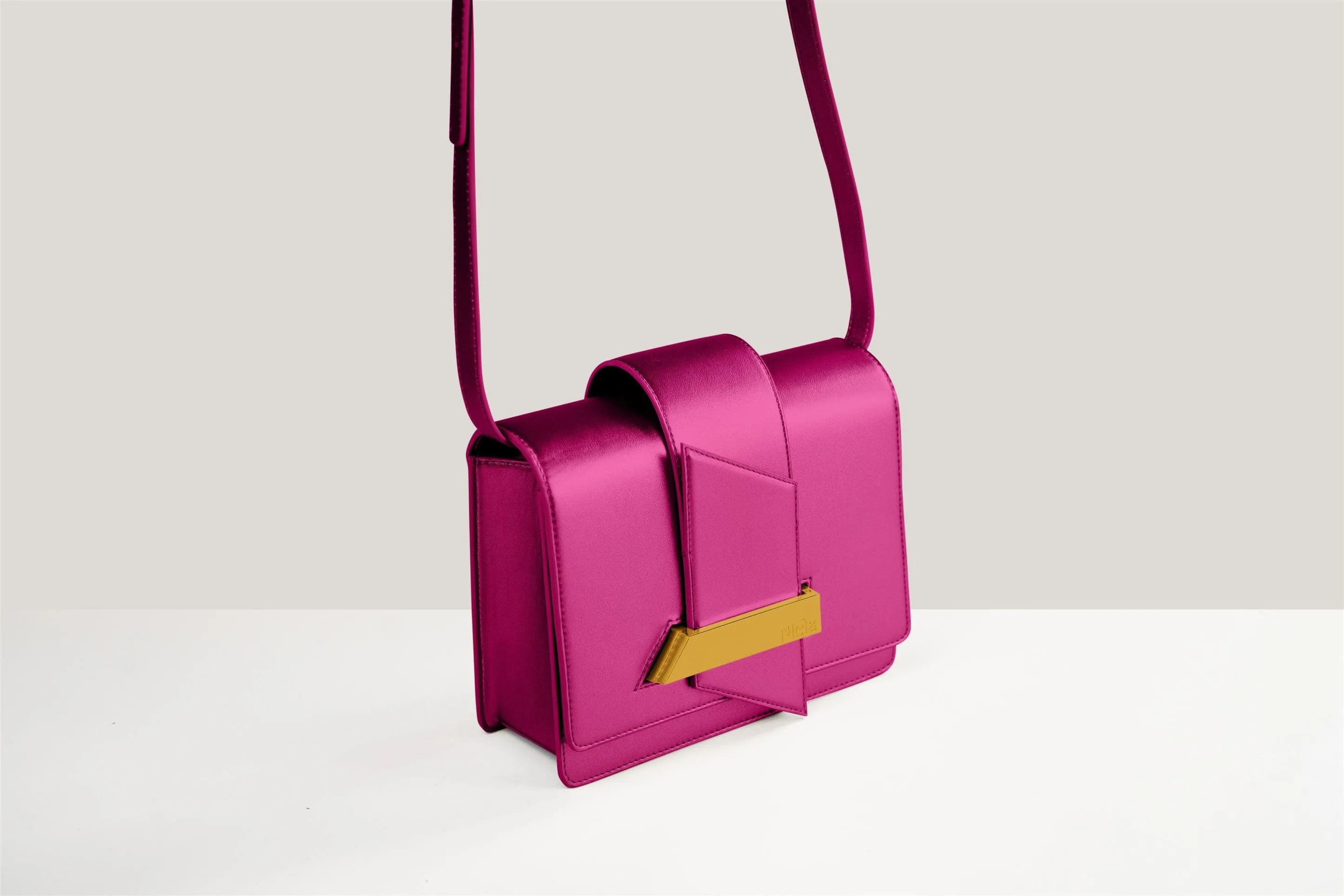 Nora Apple Leather Vegan Crossbody Bag |  Raspberry
