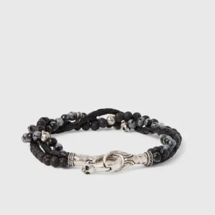Obsidian and Lava Bracelet