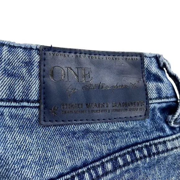 ONE X ONETEASPOON Bandits High Waisted Slim Fit Cuffed Hem Denim Short Sz 23