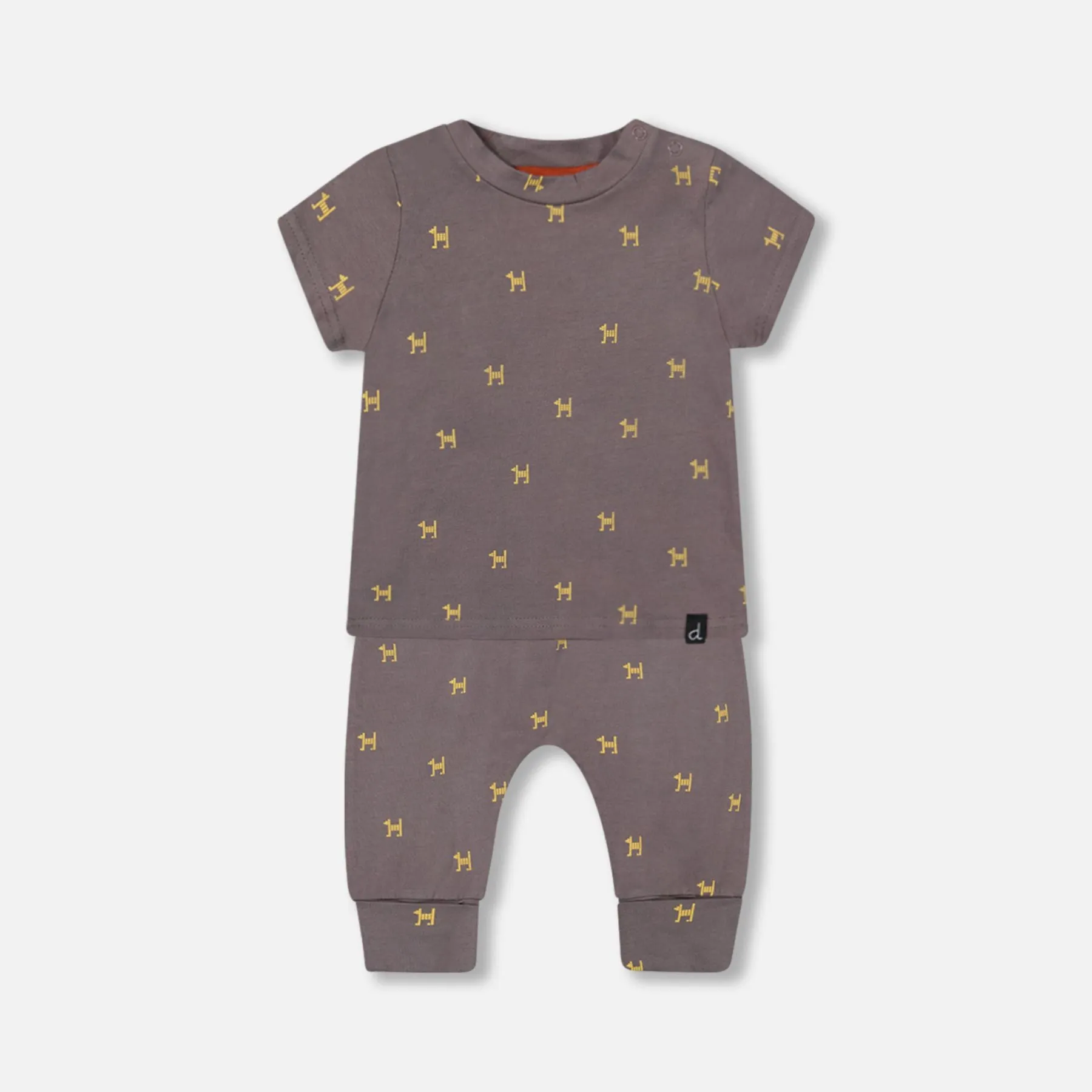 Organic Cotton Short Sleeve Top   Evolutive Pant Set, Pixel Dog