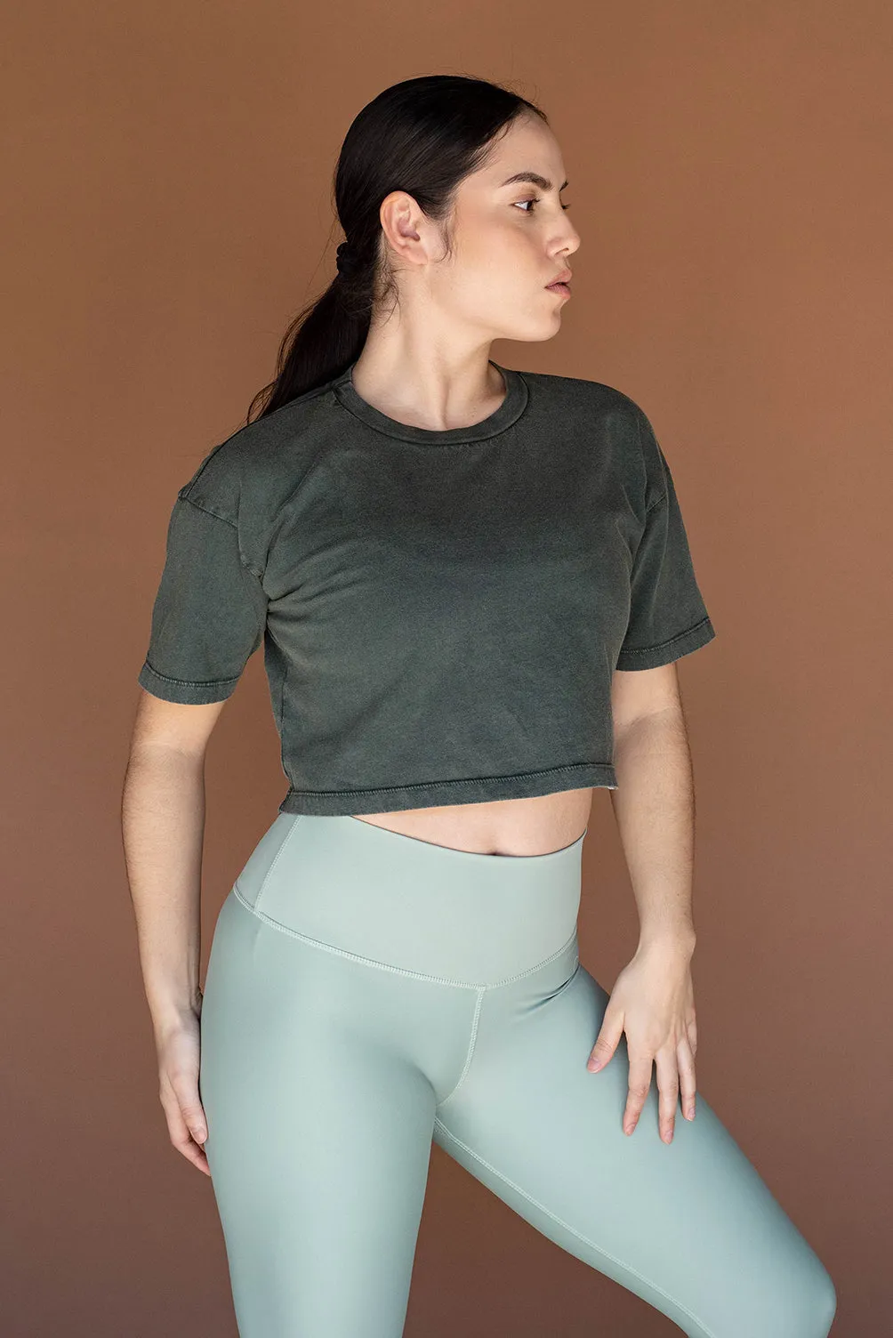 Organic Crop Tee - Stonewash Khaki