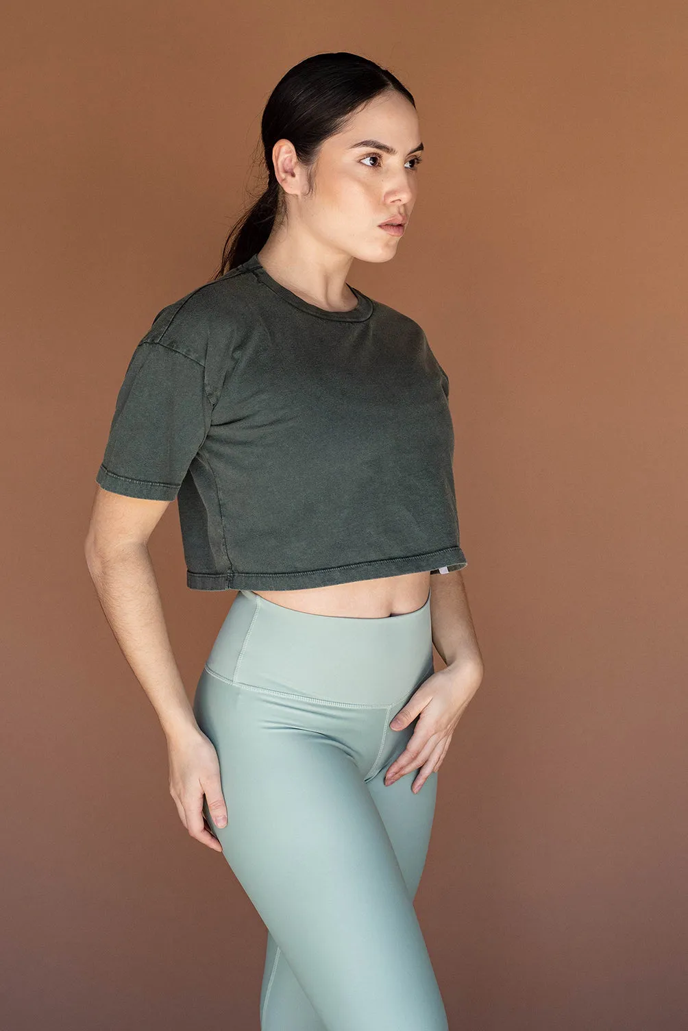 Organic Crop Tee - Stonewash Khaki