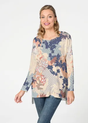 Oriental Floral (7868) ~ Slouchy Butterknit Top