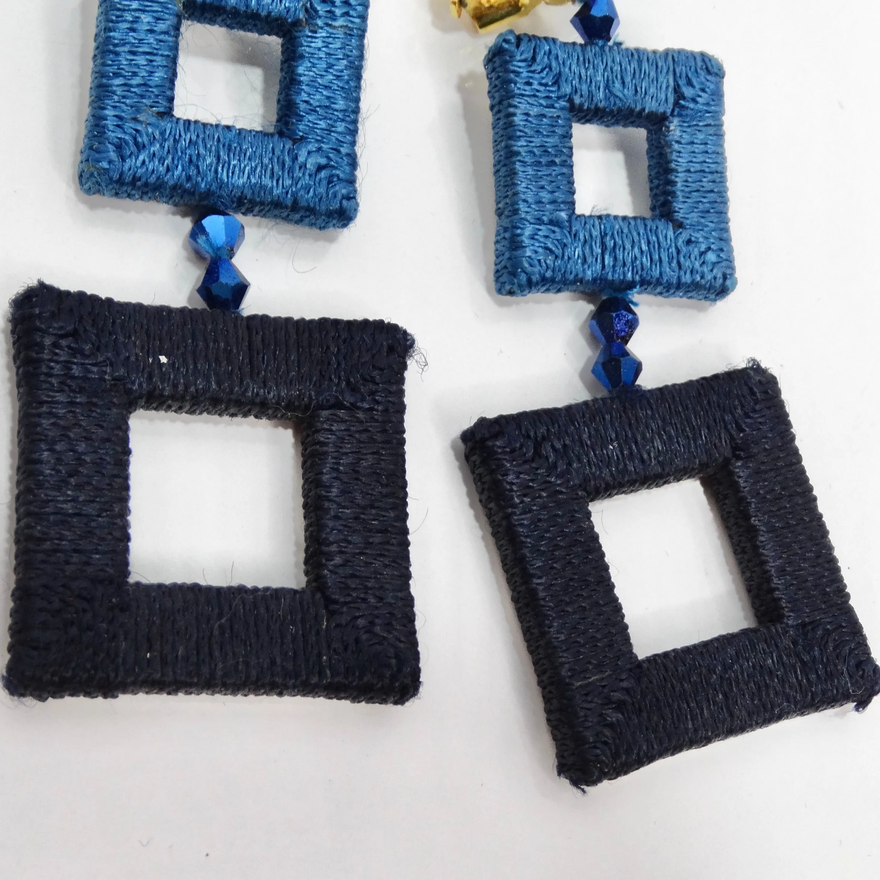 Oscar De La Renta Silk-Wrapped Double-Square Clip-On Earrings