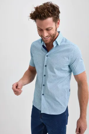 OUTLINE DOT GEO POPLIN STRETCH SHORT SLEEVE SHIRT