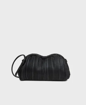 Oversized Pleated Cloud Clutch - Black