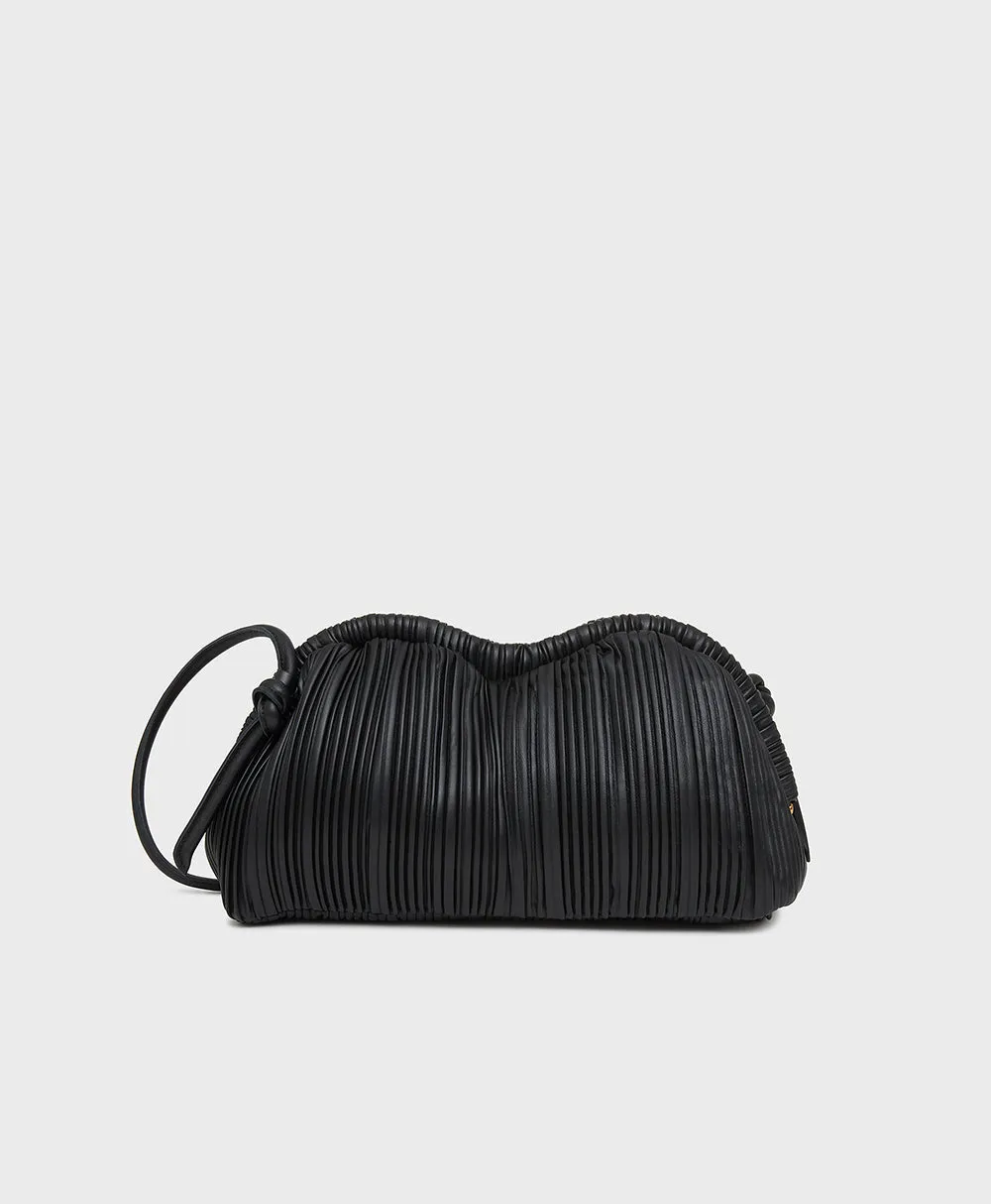 Oversized Pleated Cloud Clutch - Black