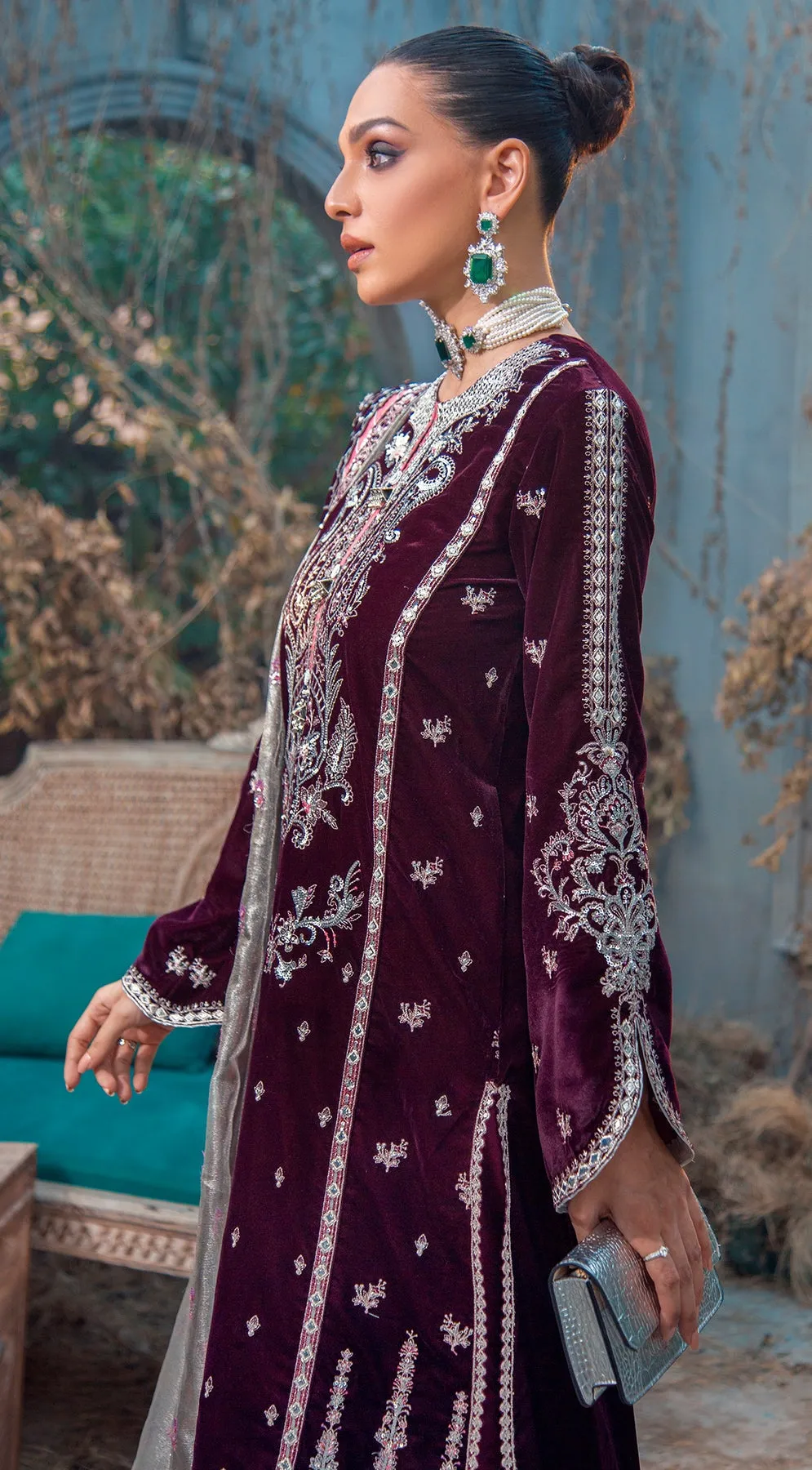 Pakistani Velvet Salwar Kameez for Wedding Party #PN560