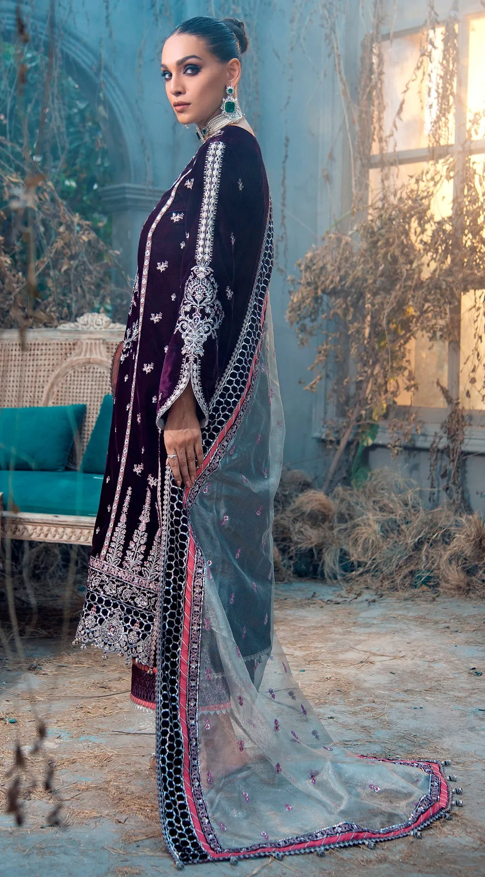 Pakistani Velvet Salwar Kameez for Wedding Party #PN560