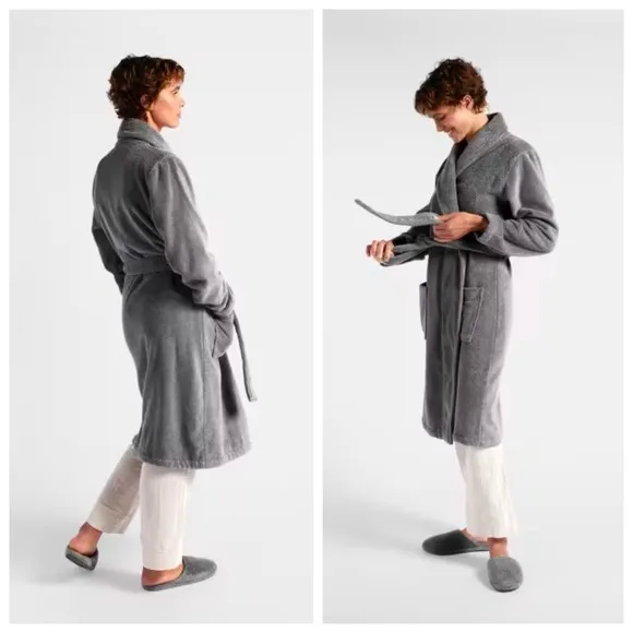 Parachute Classic Turkish Cotton Luxury Womens Robe Size M Gray