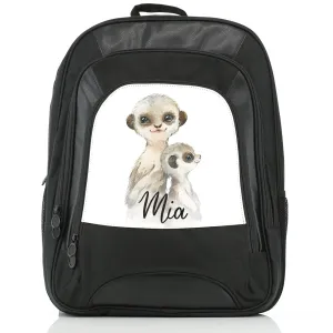 Personalised Rucksack with Meerkat Baby and Adult and Cute Text