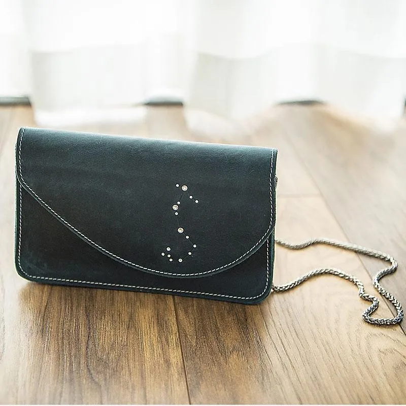 PERSONALIZED Chain LEATHER CUTE Constellation SHOULDER BAG MONOGRAMMED GIFT CUSTOM HANDMADE PURSE CROSSBODY BAG PURSE for Women