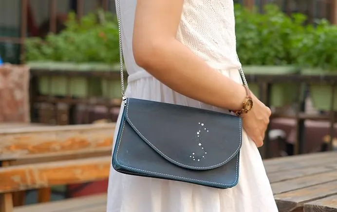 PERSONALIZED Chain LEATHER CUTE Constellation SHOULDER BAG MONOGRAMMED GIFT CUSTOM HANDMADE PURSE CROSSBODY BAG PURSE for Women