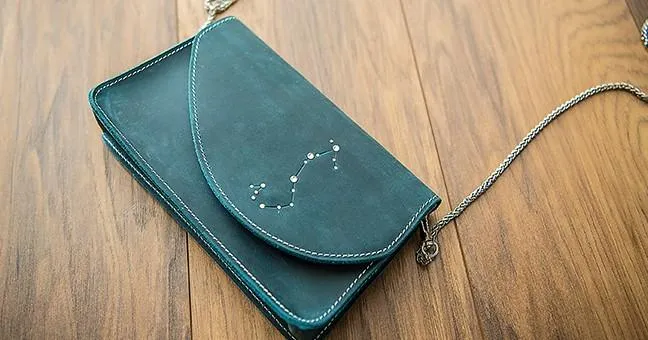 PERSONALIZED Chain LEATHER CUTE Constellation SHOULDER BAG MONOGRAMMED GIFT CUSTOM HANDMADE PURSE CROSSBODY BAG PURSE for Women