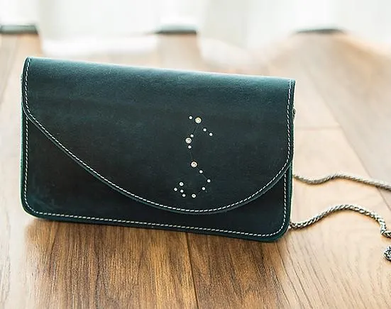 PERSONALIZED Chain LEATHER CUTE Constellation SHOULDER BAG MONOGRAMMED GIFT CUSTOM HANDMADE PURSE CROSSBODY BAG PURSE for Women