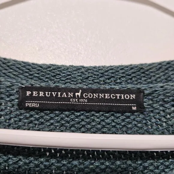 Peruvian Connection Sage Green 100% Pima Cotton Long Sleeve Knit Boxy Medium