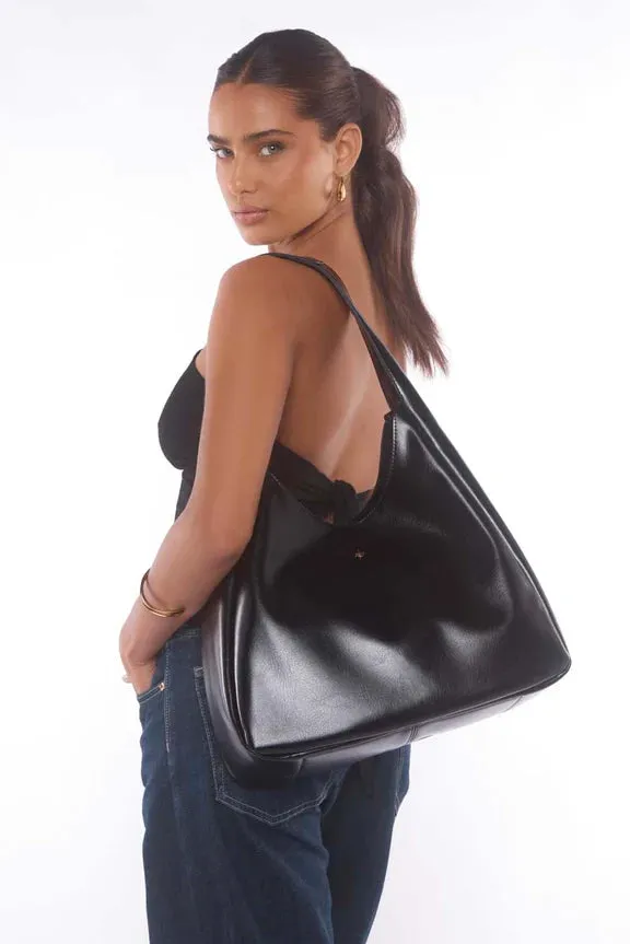Peta   Jain Stormi Slouch Tote - Black PU/Gold