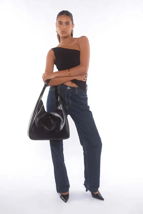 Peta   Jain Stormi Slouch Tote - Black PU/Gold