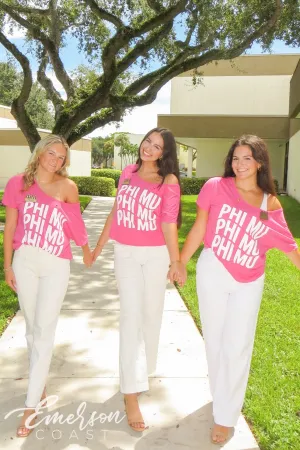 Phi Mu Hot Pink Recruitment Slouchy Tee