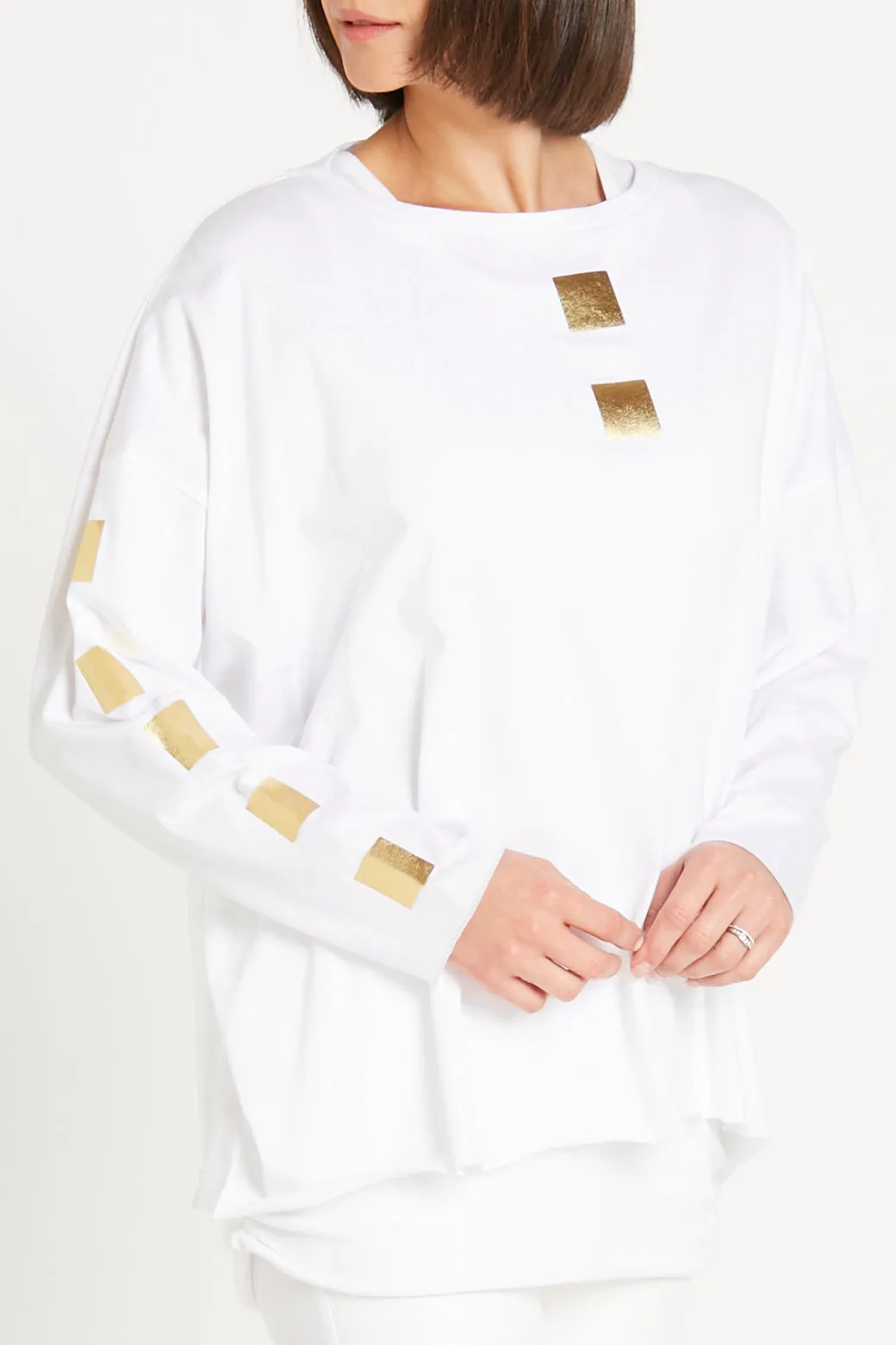 Pima Cotton Metallic Cube Luxury Boxy T