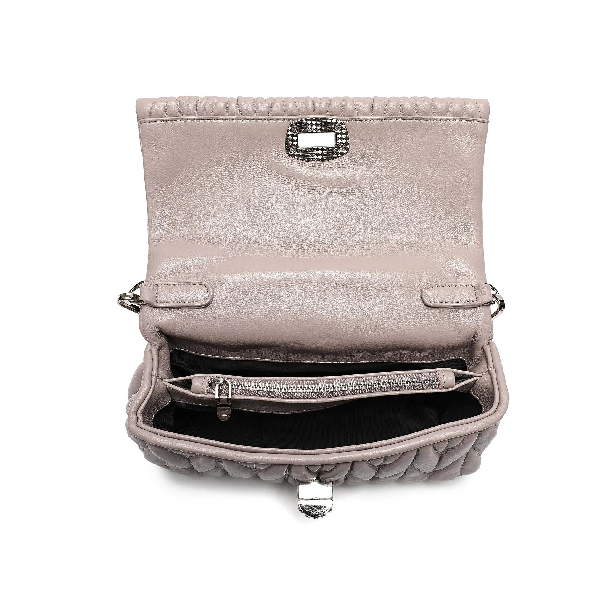 Pleated Sheepskin Shoulder Bag