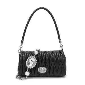 Pleated Sheepskin Shoulder Bag
