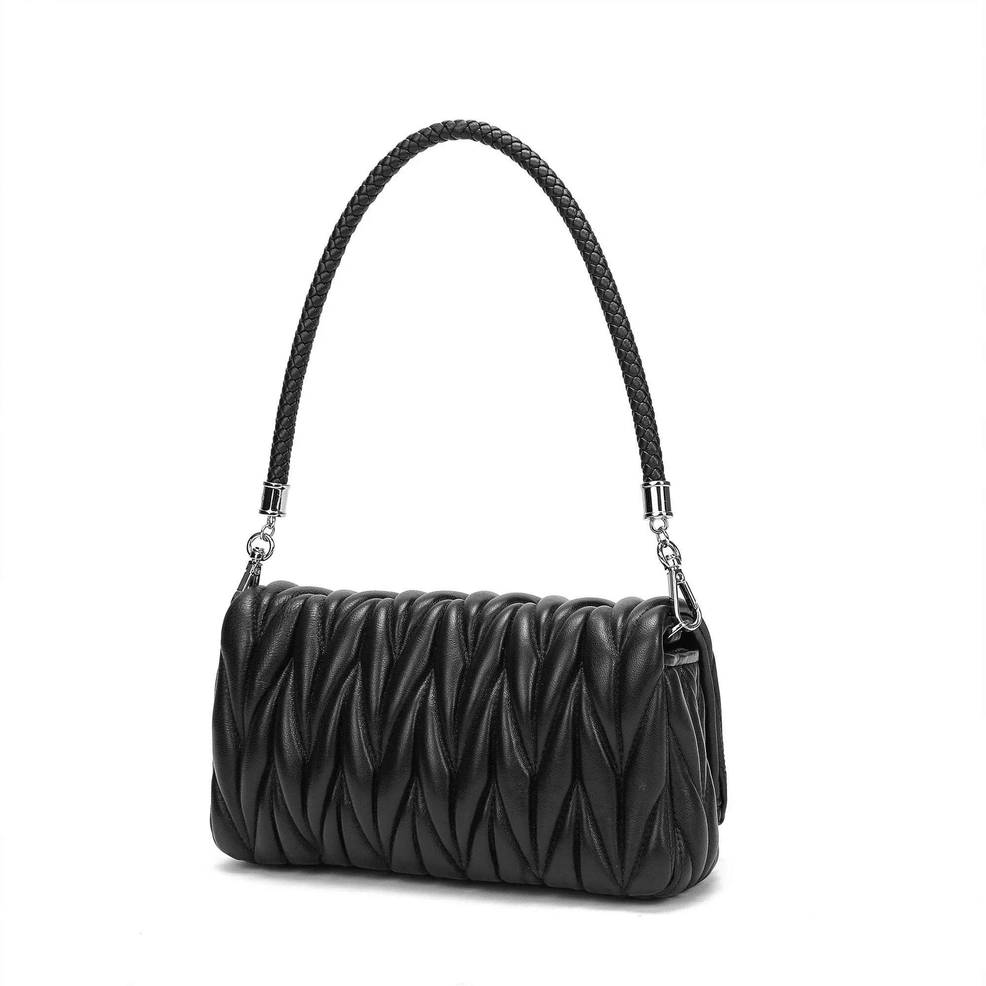 Pleated Sheepskin Shoulder Bag