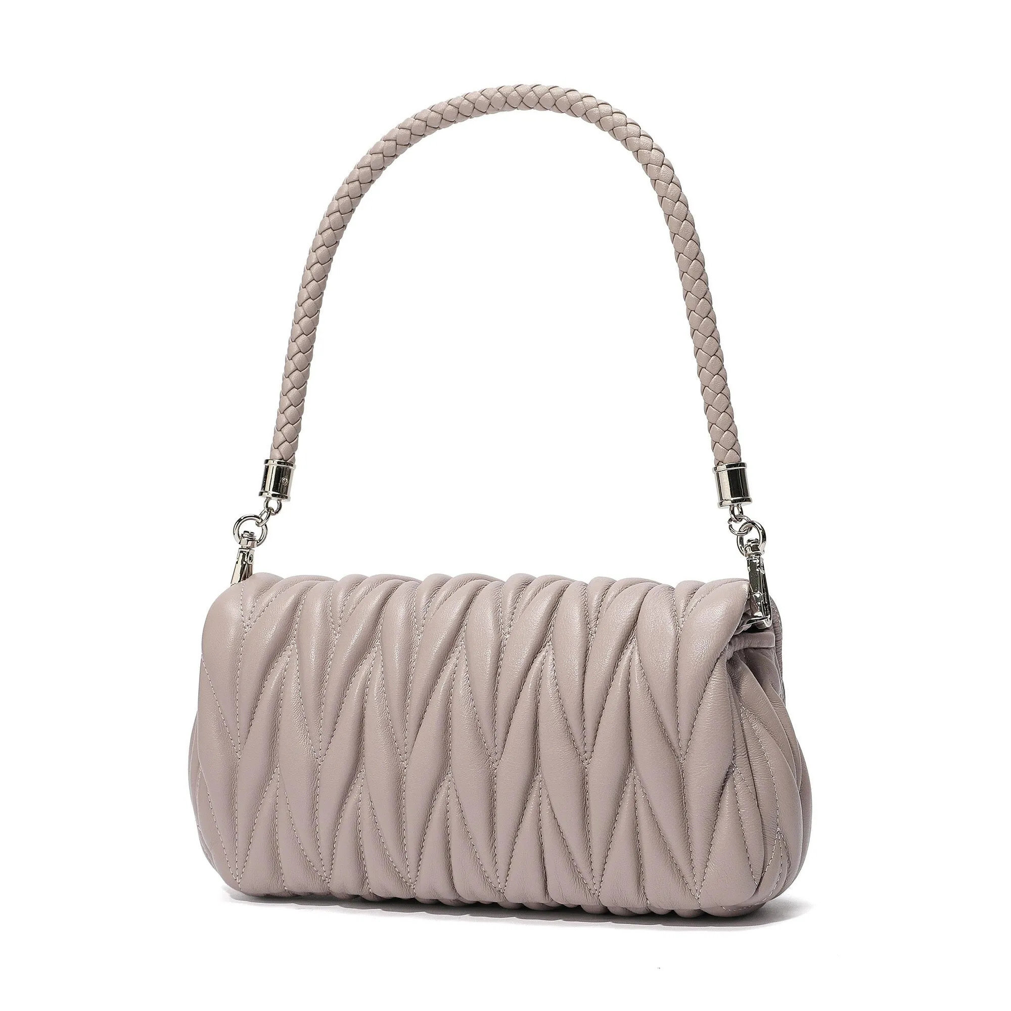 Pleated Sheepskin Shoulder Bag