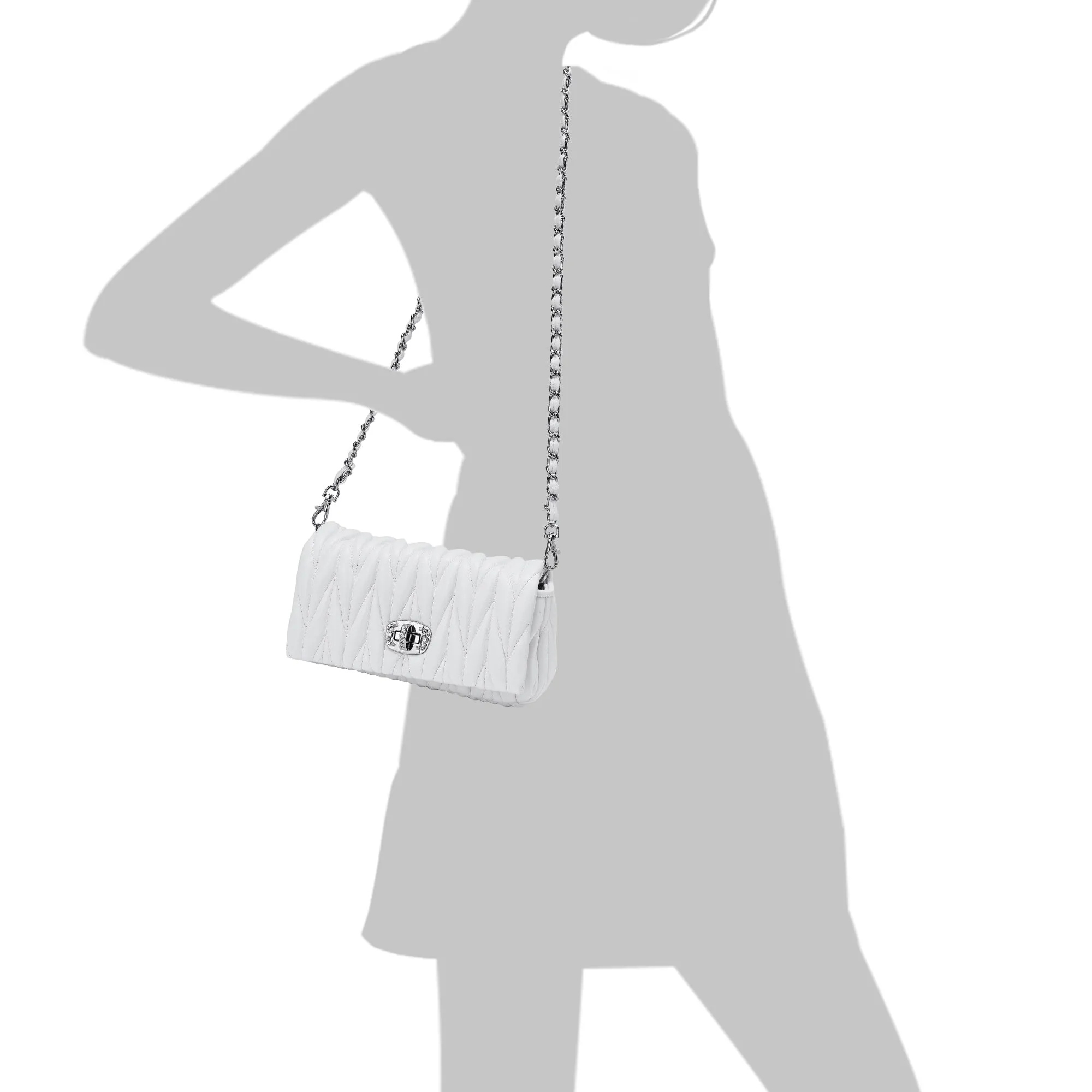 Pleated Sheepskin Shoulder Bag