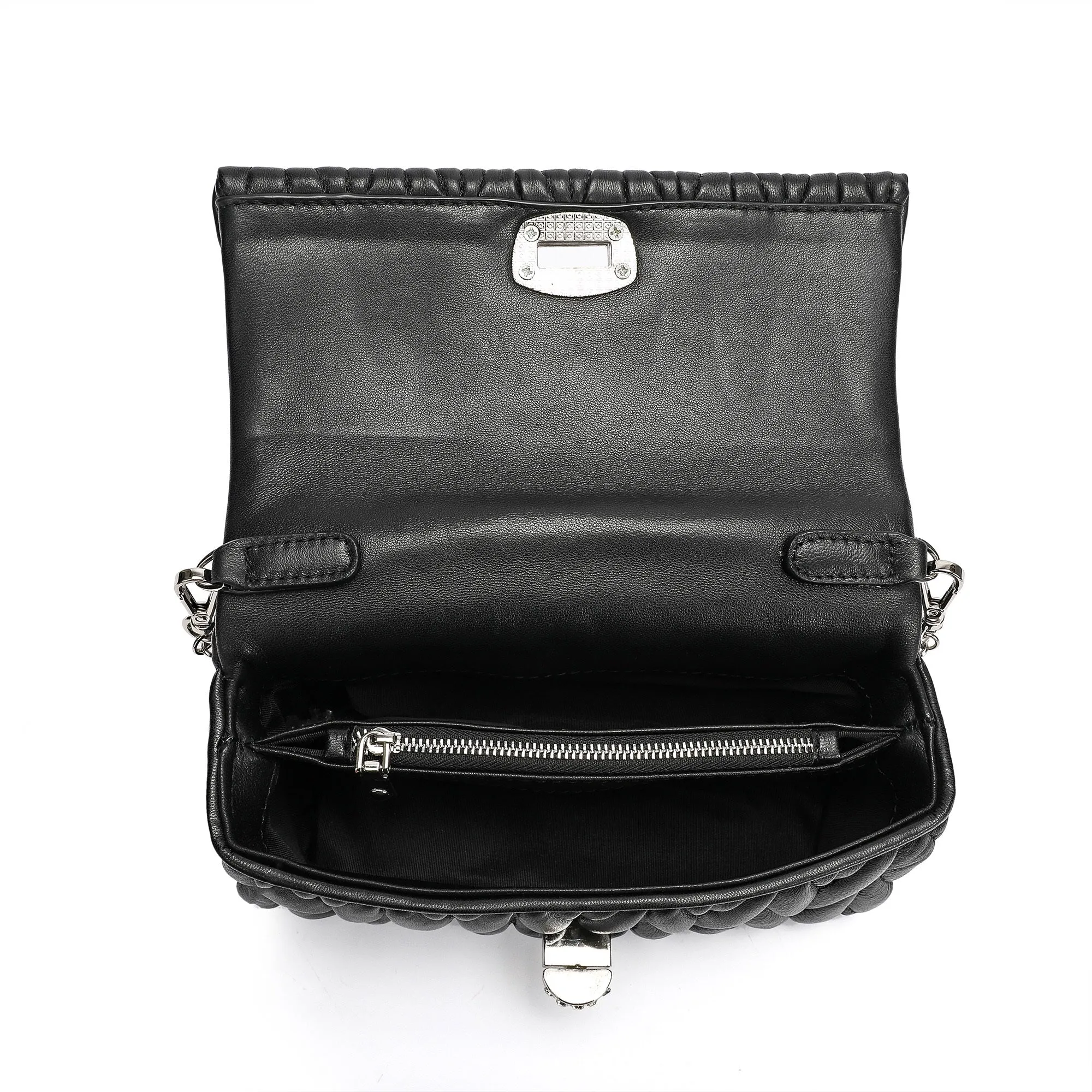 Pleated Sheepskin Shoulder Bag