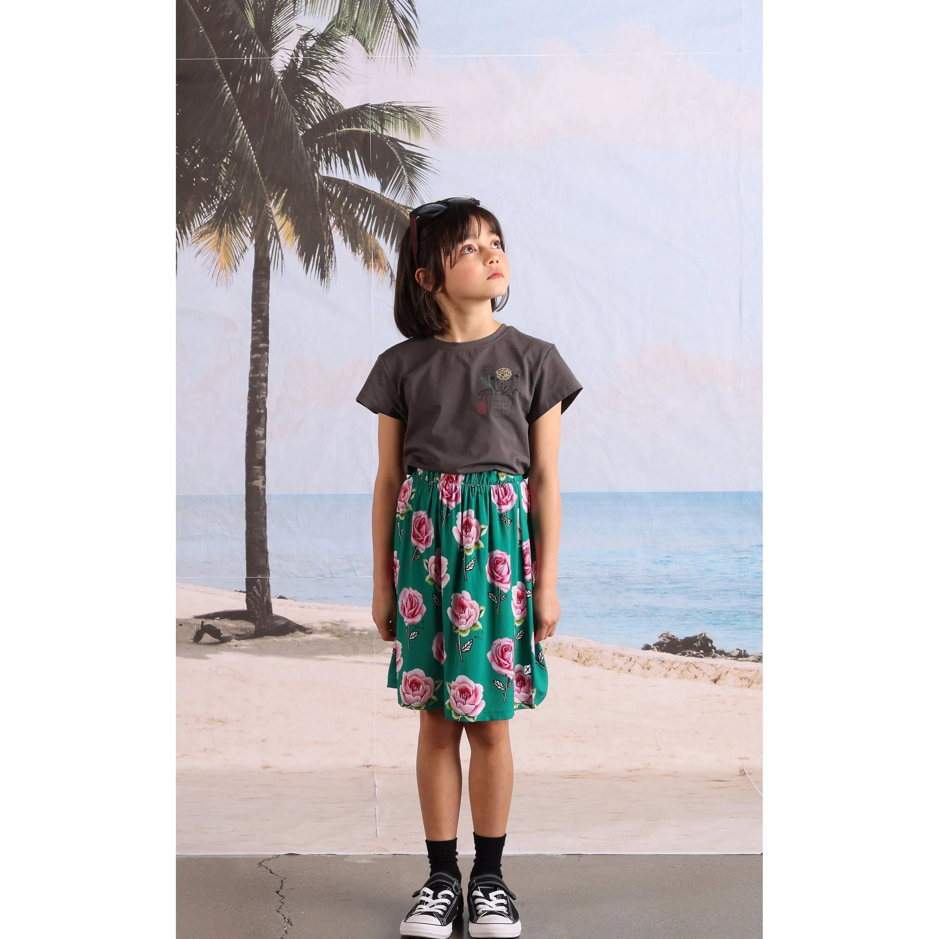 Pocket Of Flowers Tee- Dark Grey
