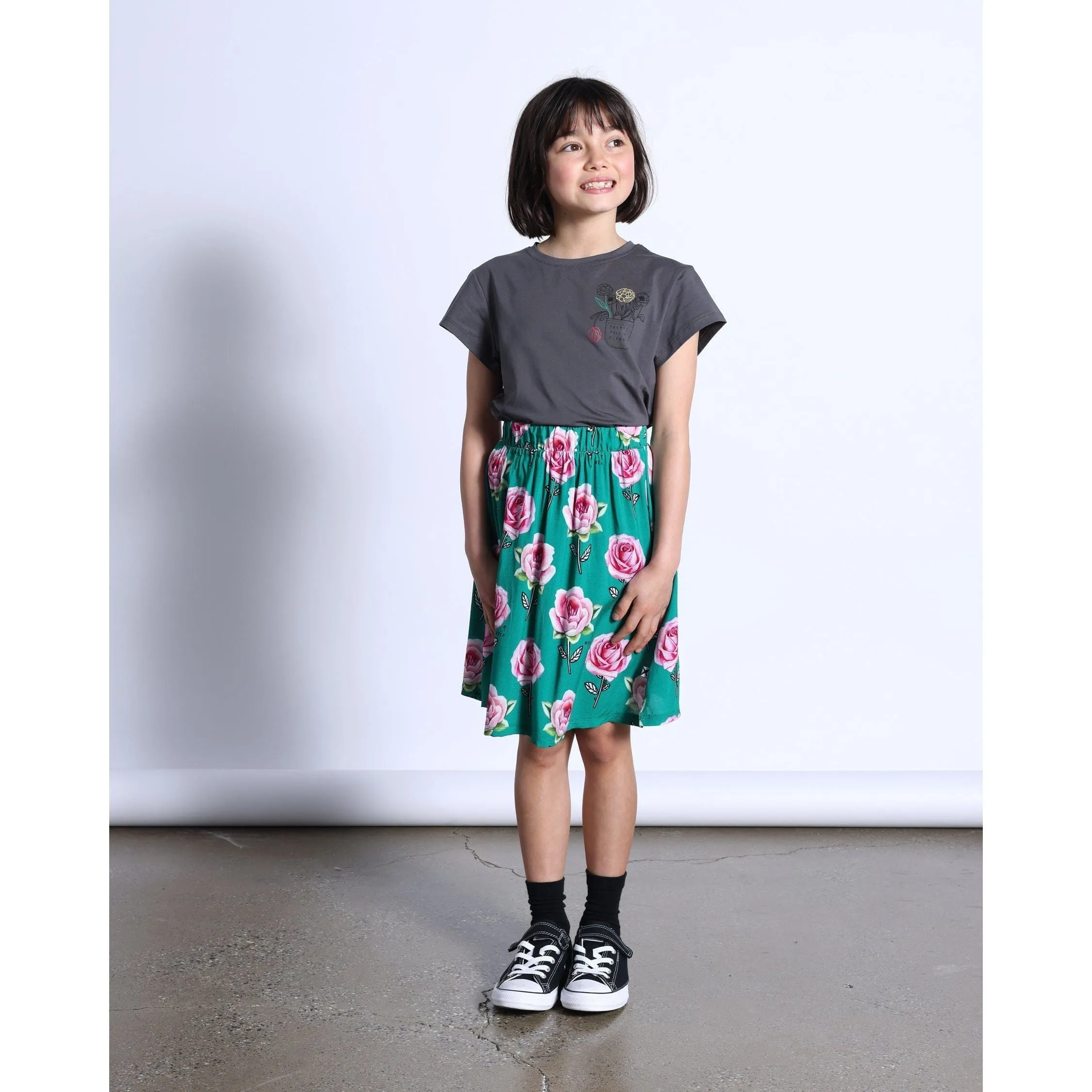 Pocket Of Flowers Tee- Dark Grey