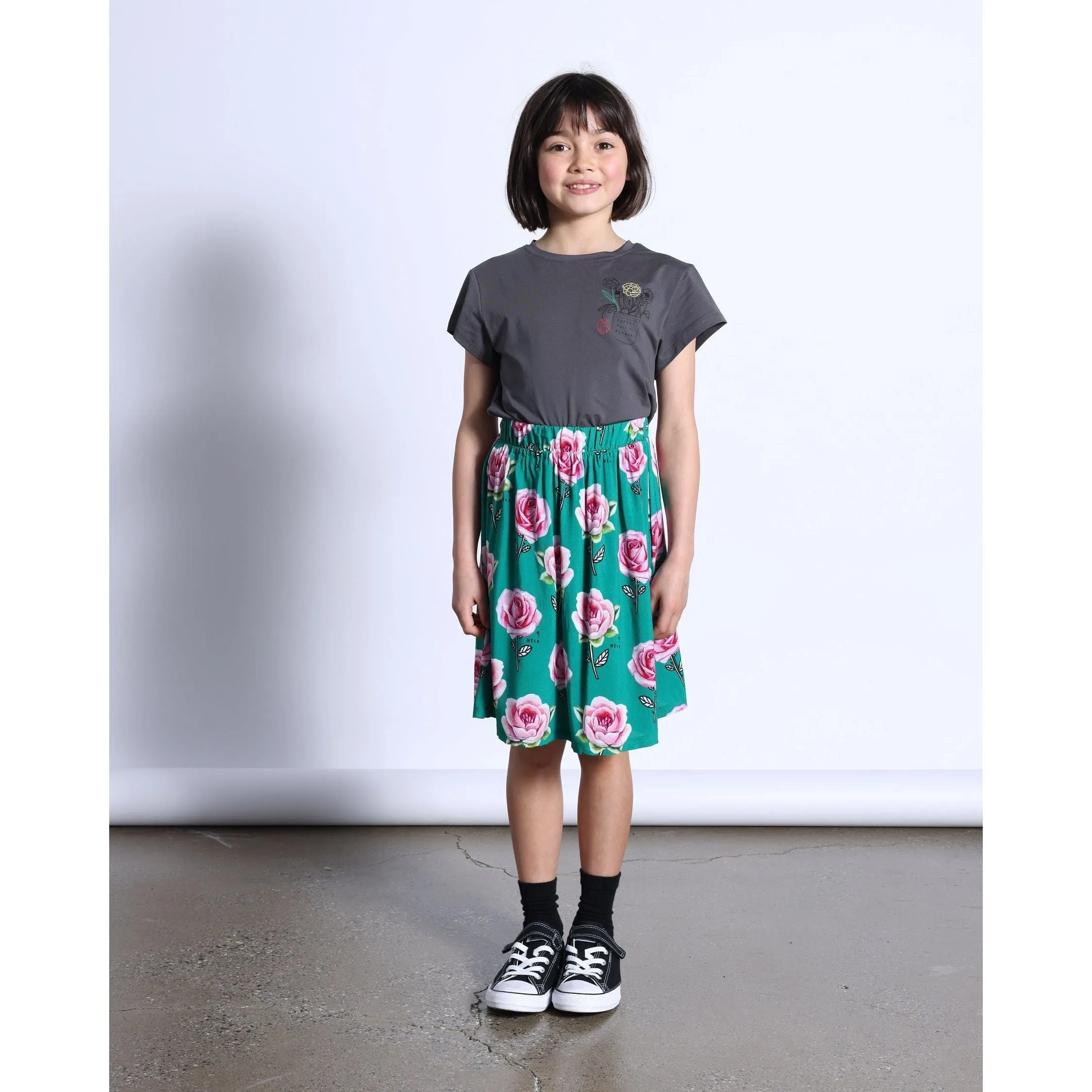 Pocket Of Flowers Tee- Dark Grey