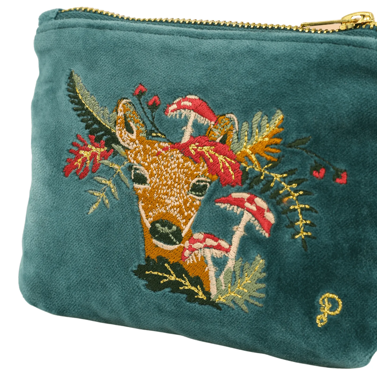 Powder Doe & Toadstools Mini Velvet Pouch/Purse