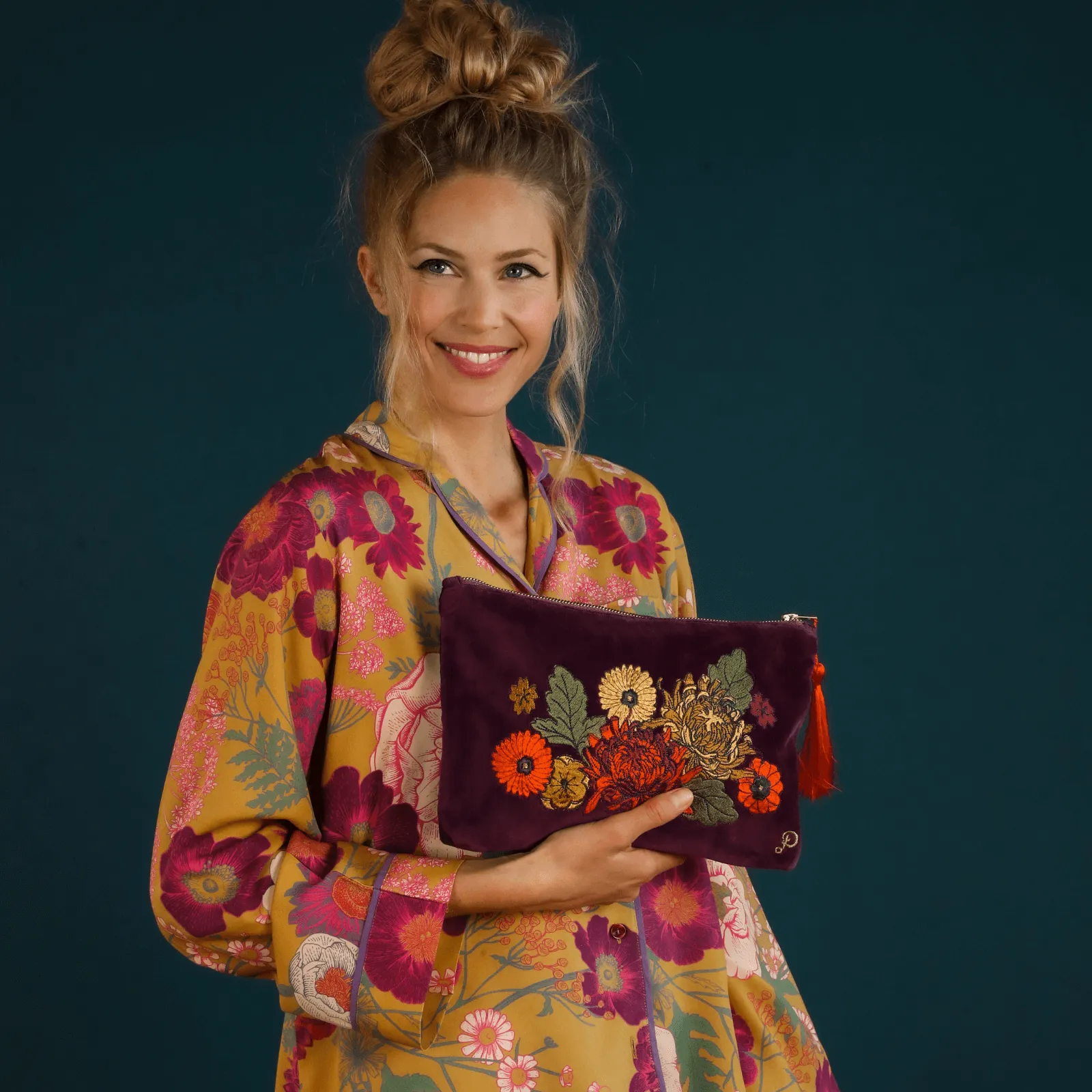 Powder Vintage Flora Velvet Zip Pouch