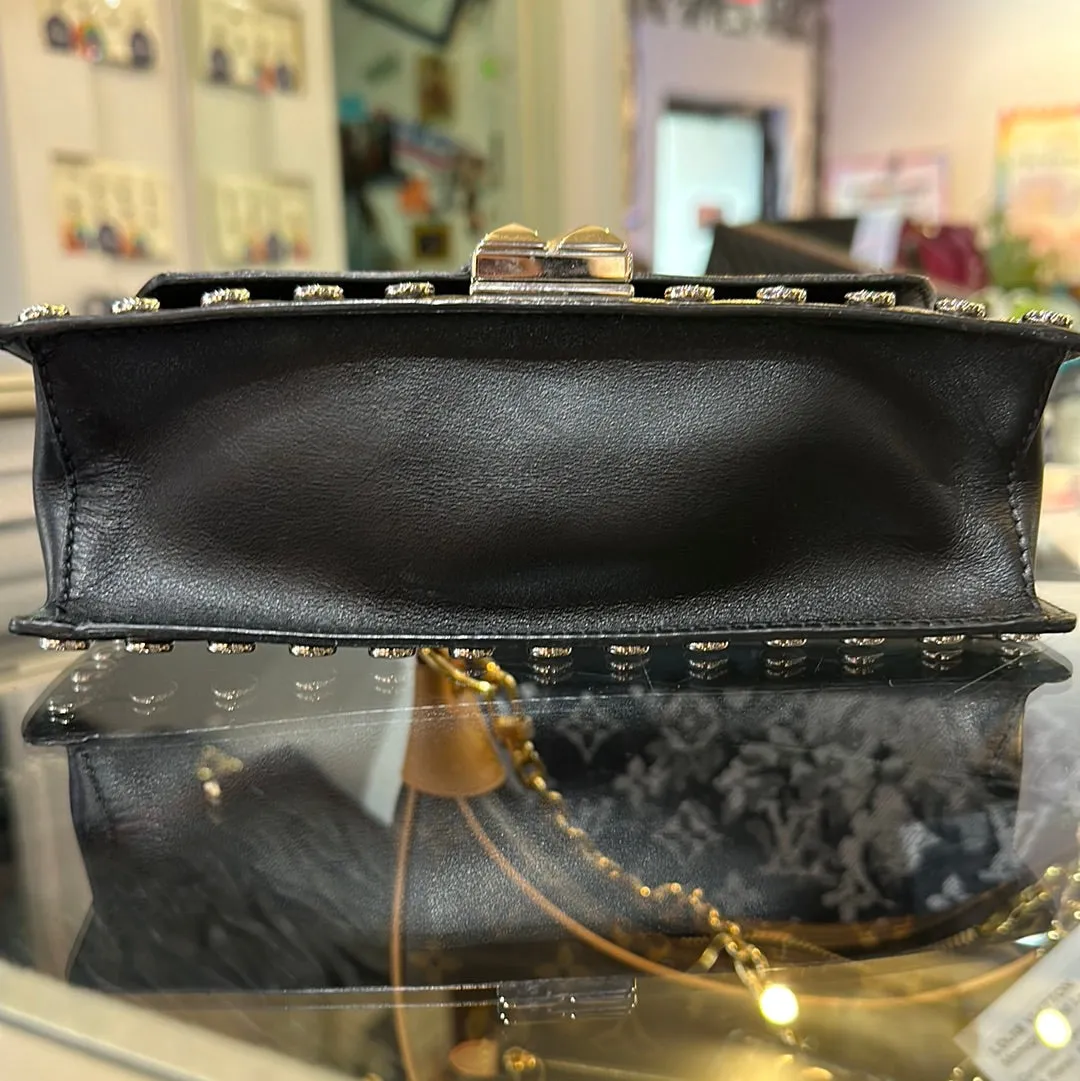 Prada Black Elektra Leather Trunk Bag with Leaopard and Studded Strap