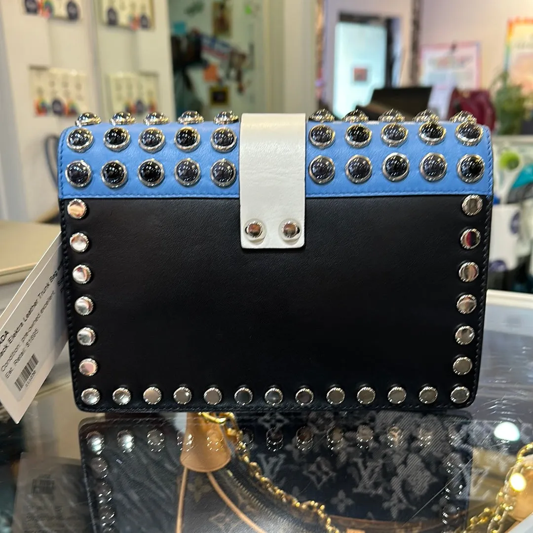 Prada Black Elektra Leather Trunk Bag with Leaopard and Studded Strap
