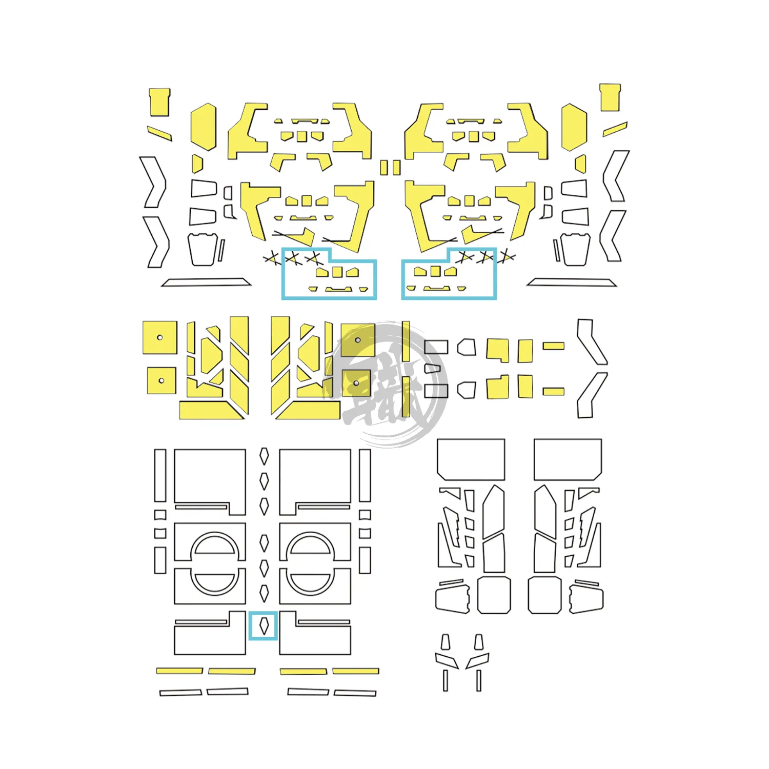 Pre-Cut Masking Tape for the Backpack of the MG Justice