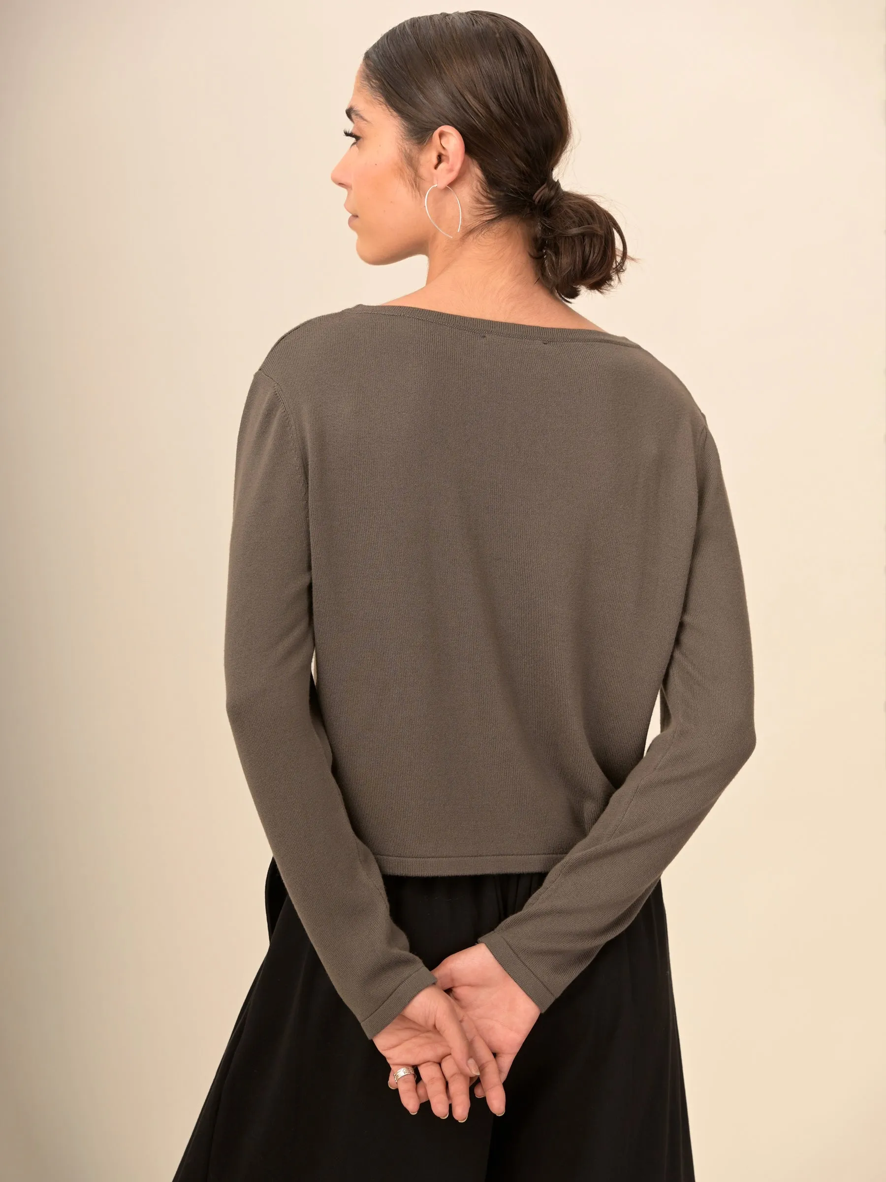 Pull boxy a col rond en bambou