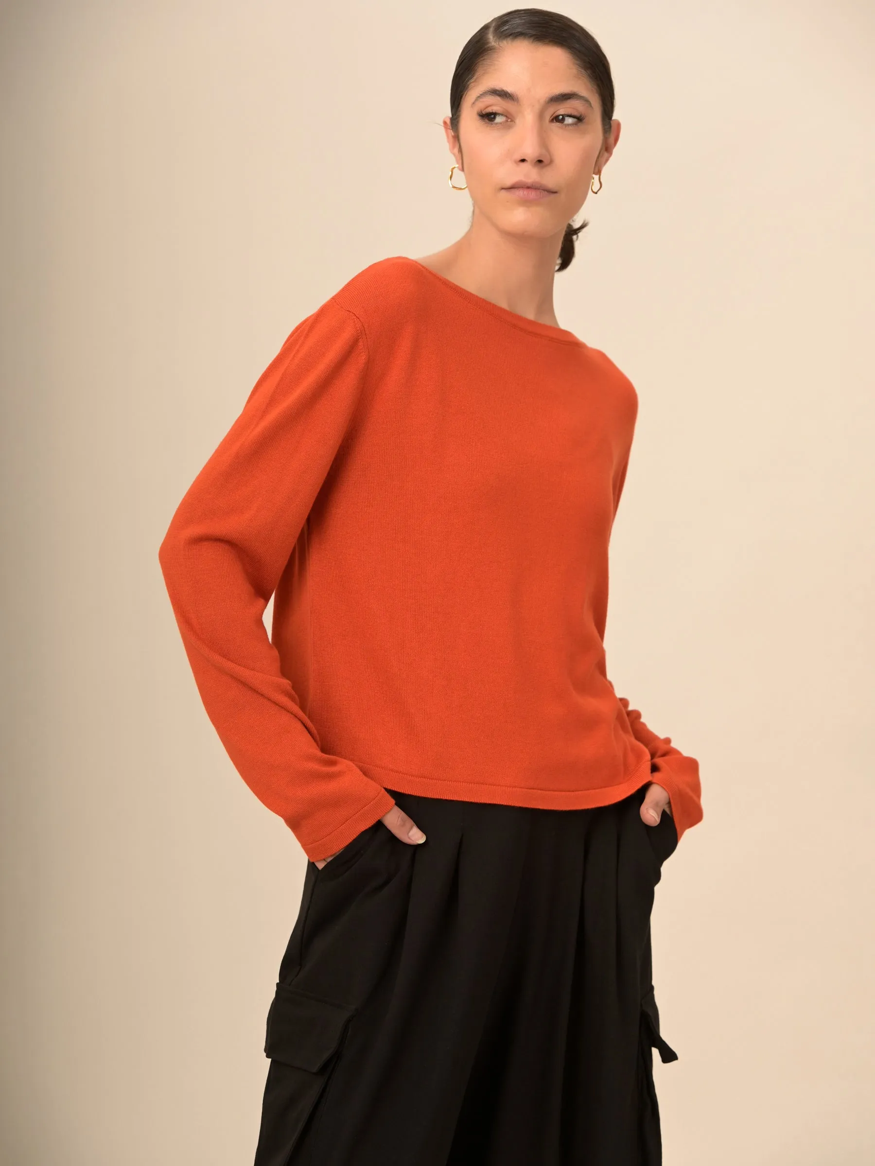 Pull boxy a col rond en bambou
