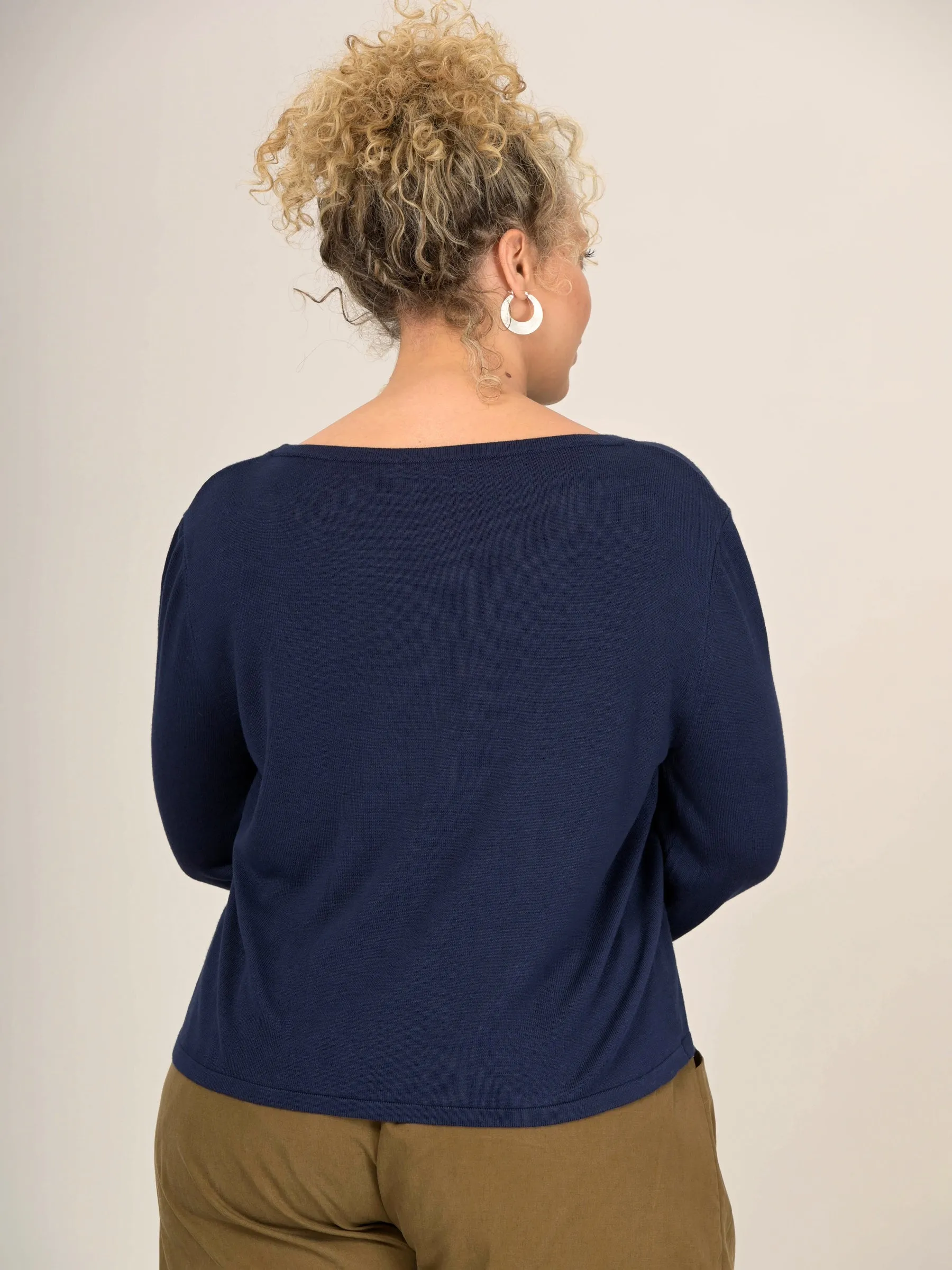 Pull boxy a col rond en bambou