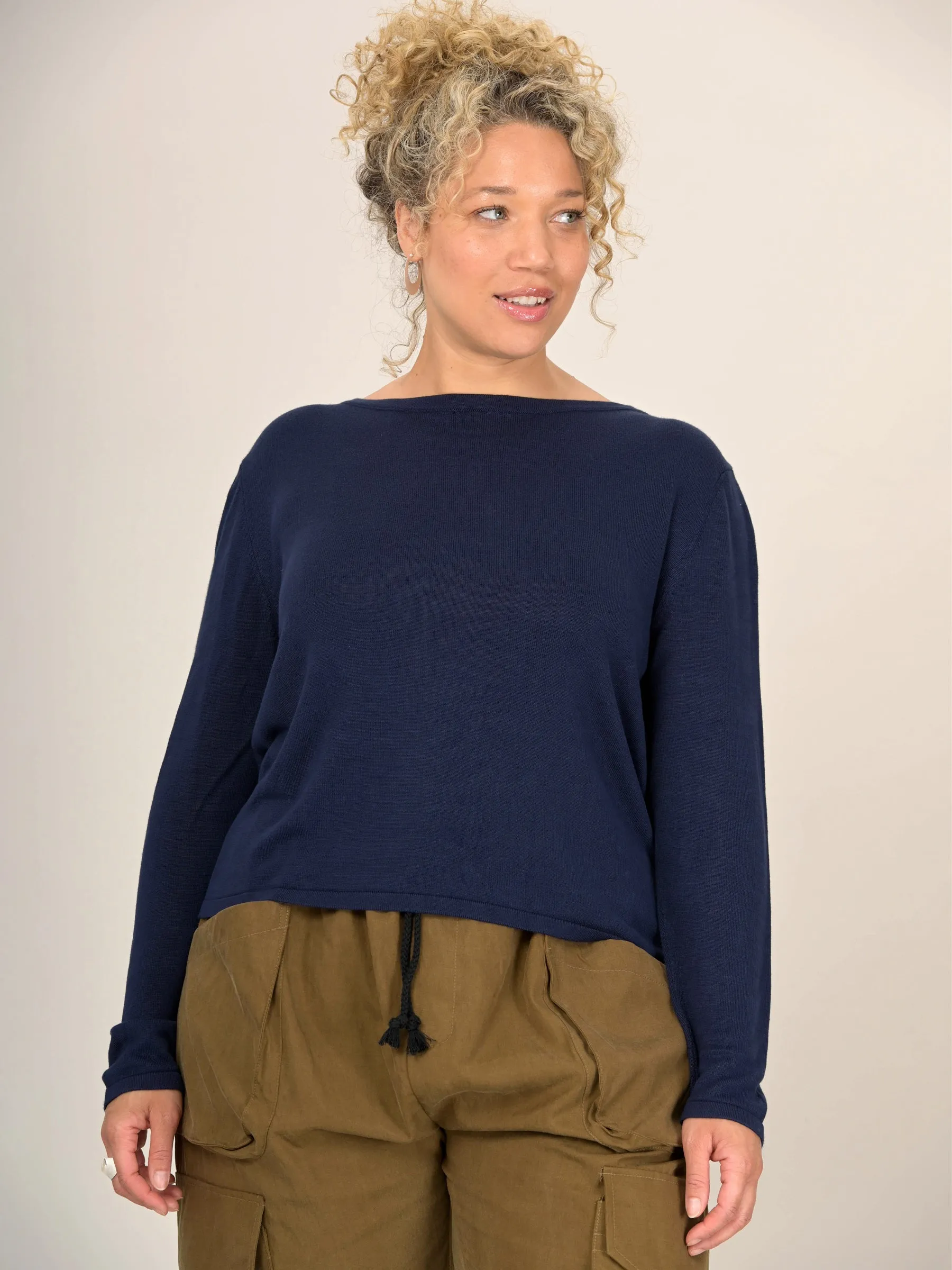 Pull boxy a col rond en bambou