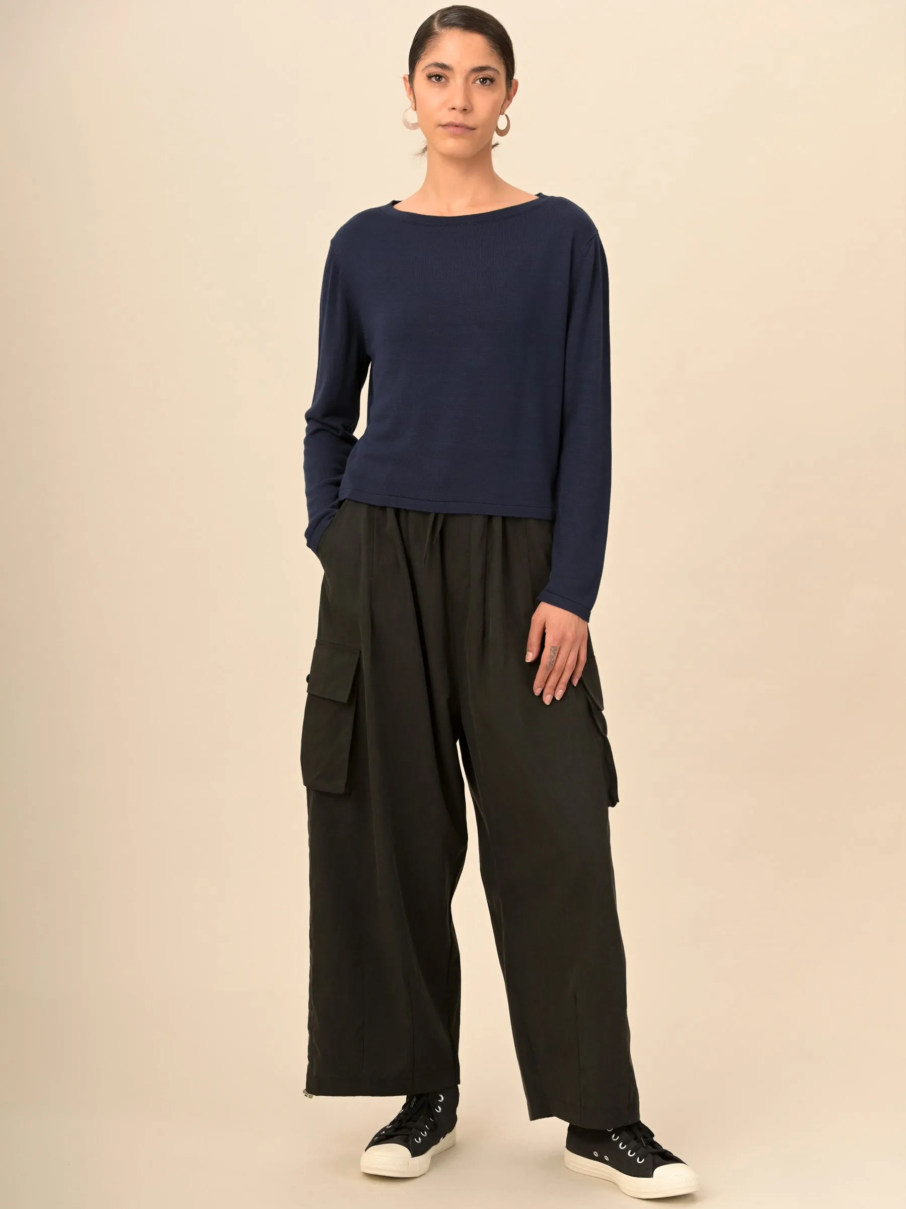 Pull boxy a col rond en bambou