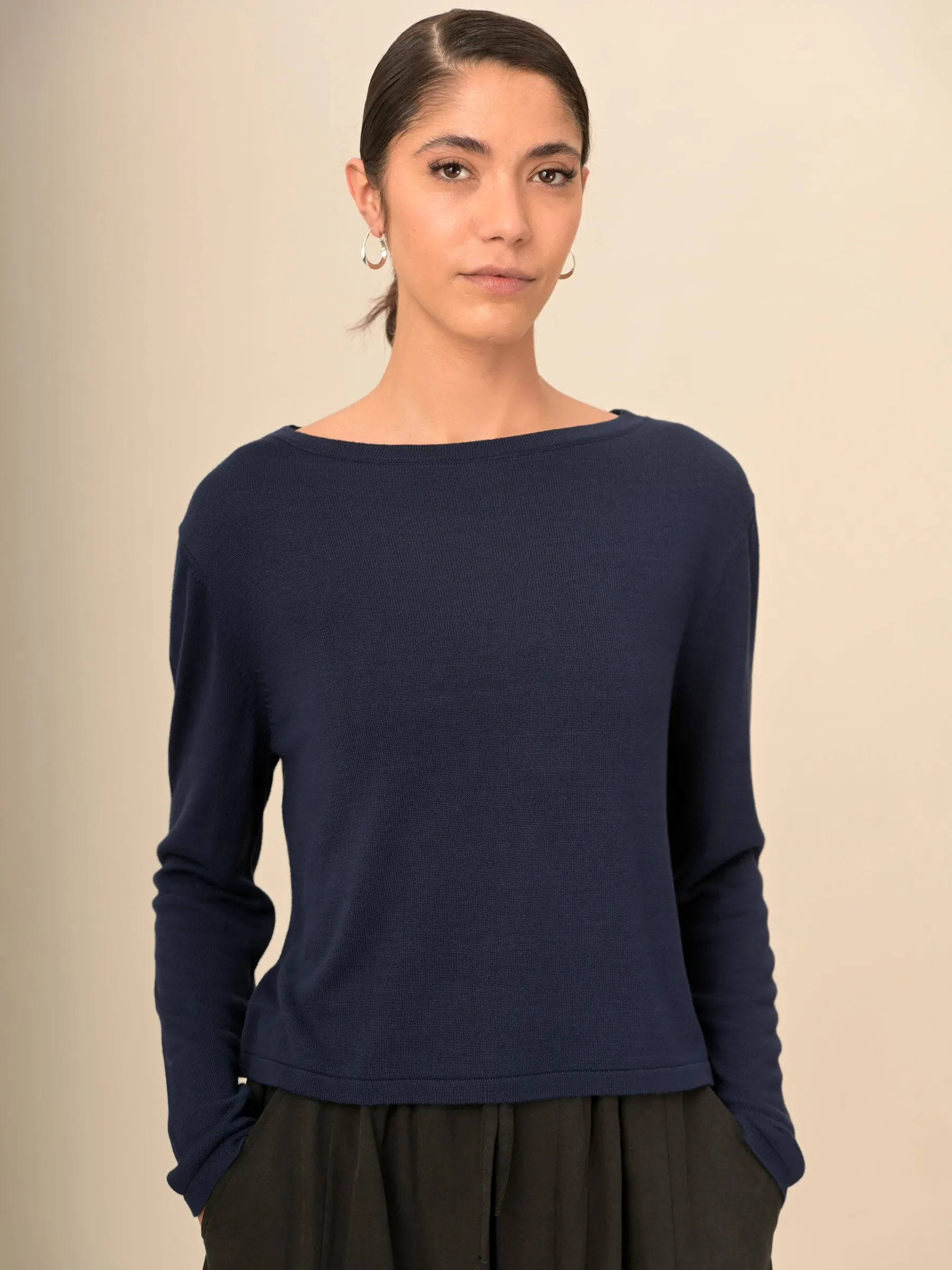 Pull boxy a col rond en bambou