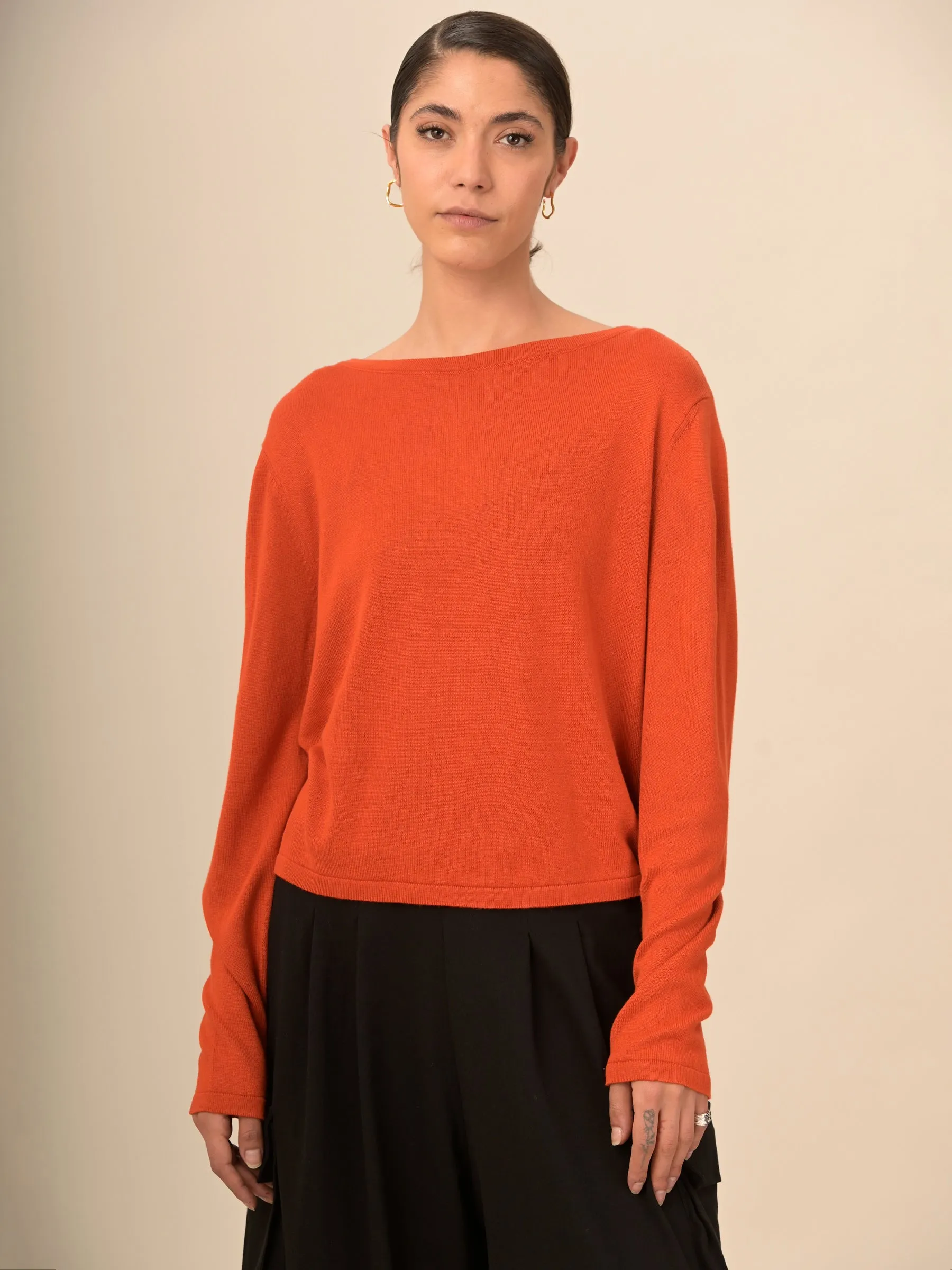 Pull boxy a col rond en bambou