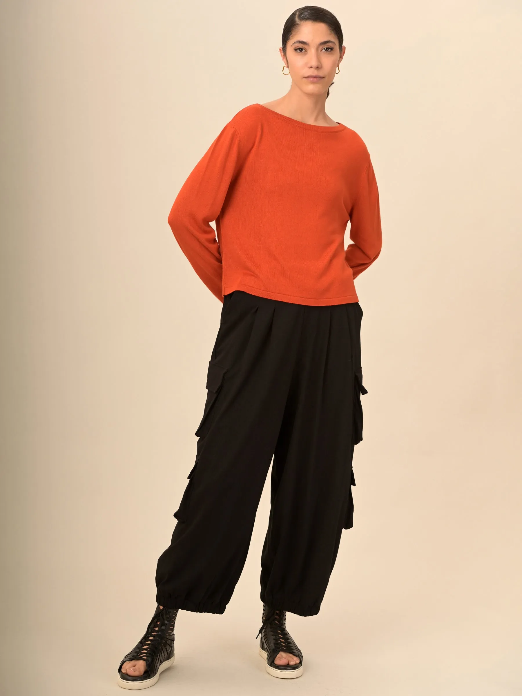 Pull boxy a col rond en bambou