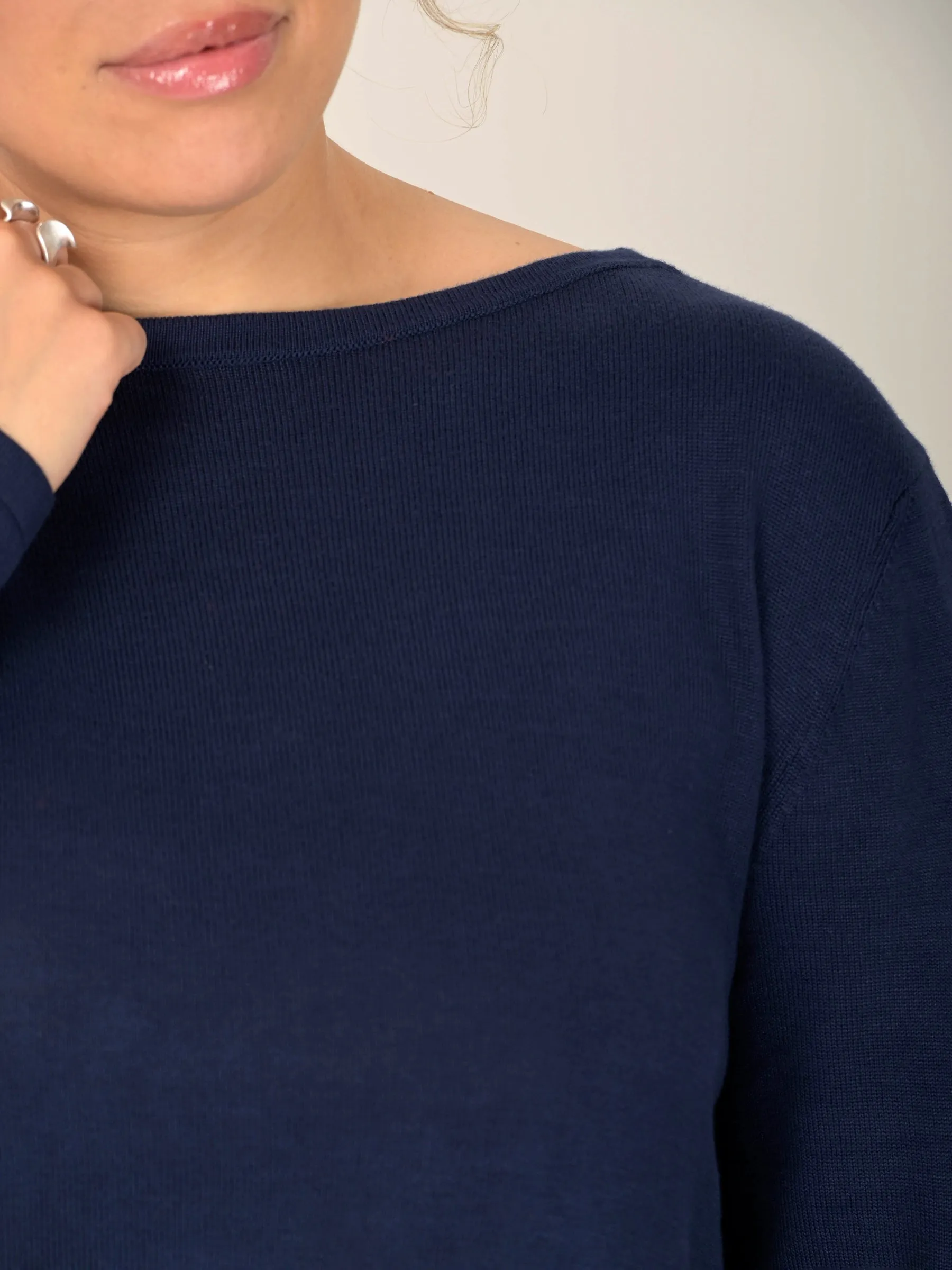 Pull boxy a col rond en bambou