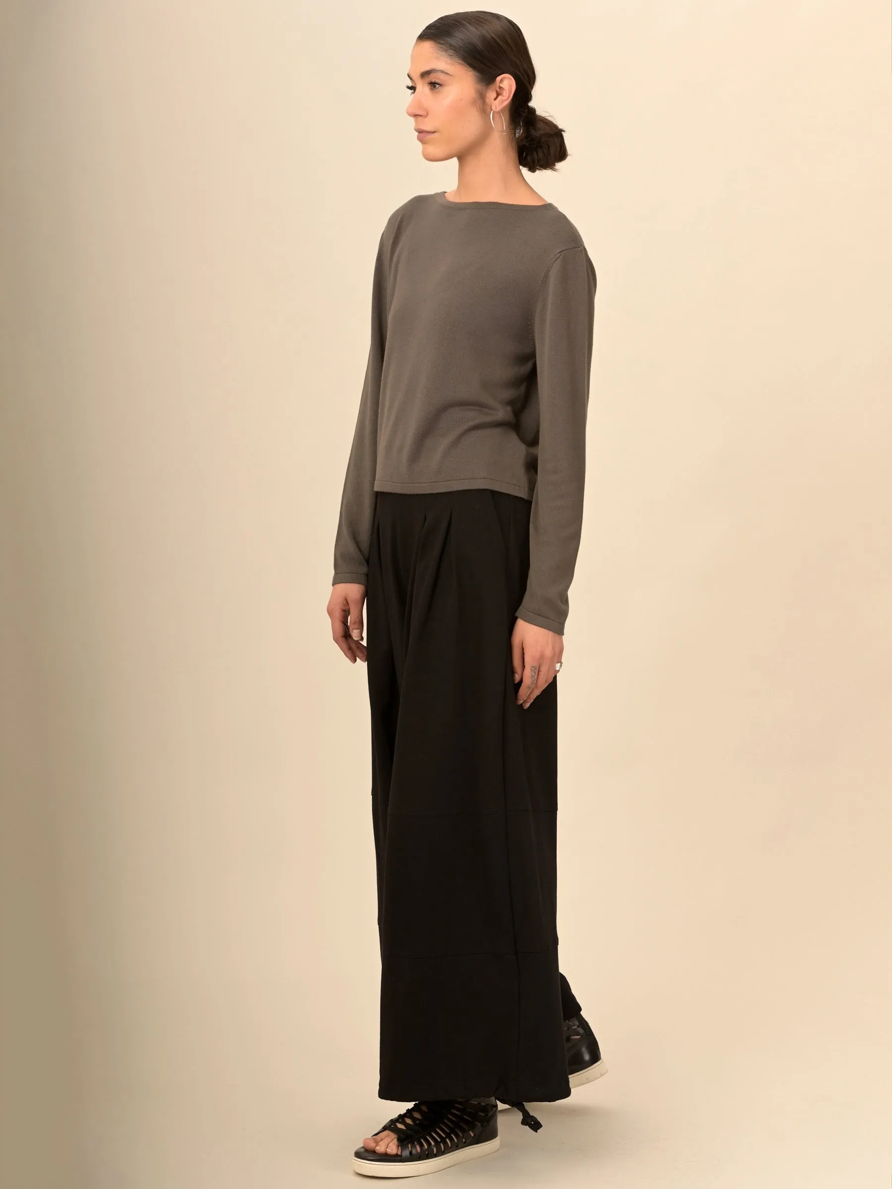 Pull boxy a col rond en bambou