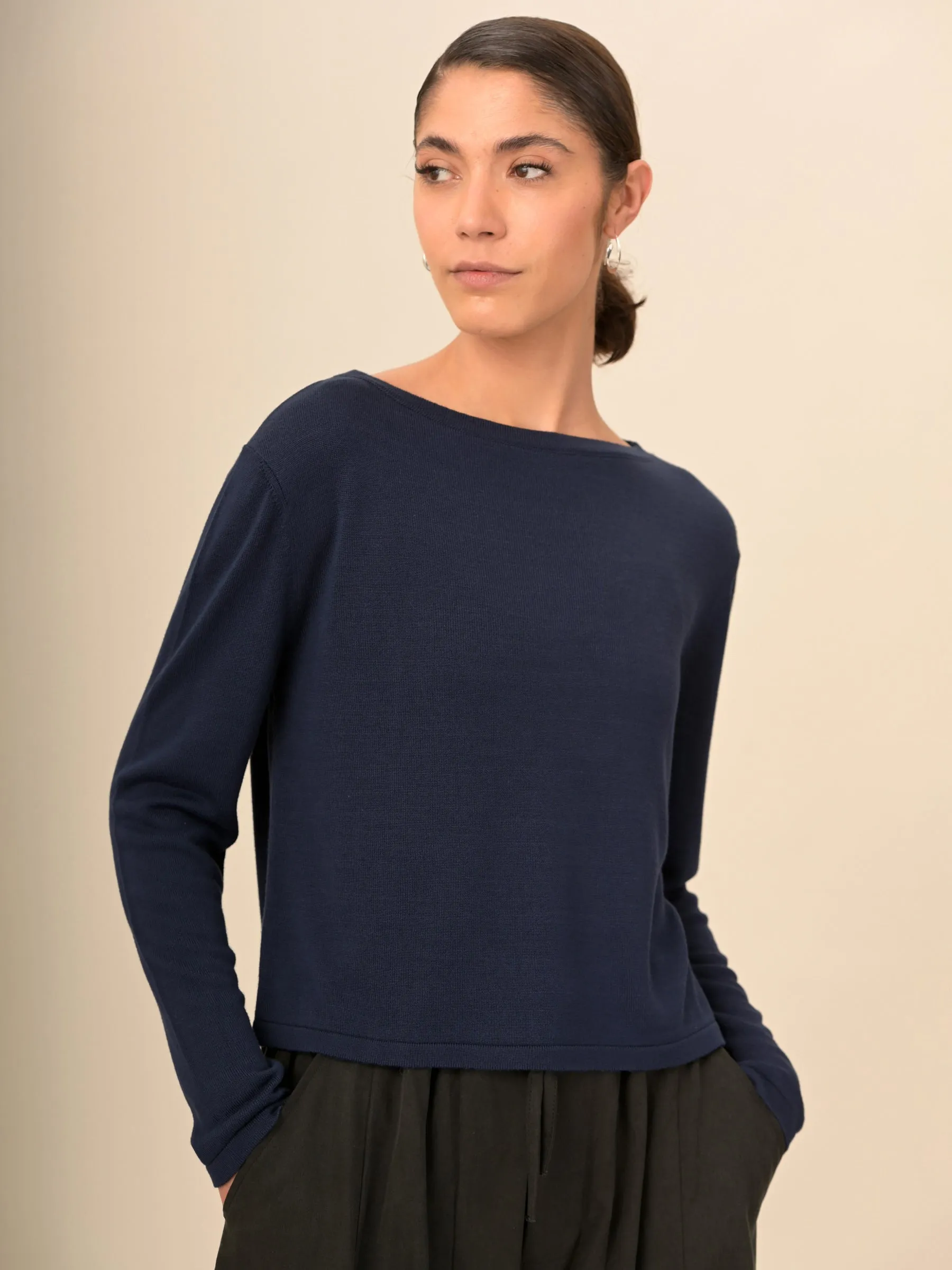 Pull boxy a col rond en bambou